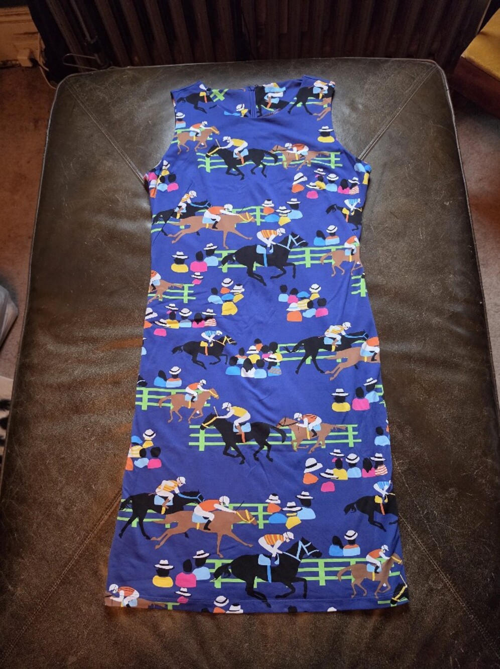 J.McLaughlin NWOT Equestrian Horse Jockey Print Sleeveless Shift Dress Size S